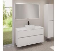 evineo ineo5 evo Meuble bas l: 120 cm, 2 tiroirs, vasque ineo7 l: 37,5 cm, blanc mat, avec miroir éclairé ineo,, BE0940WM+BE0959WM+BE0965WM+BEA012MI,