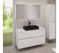 evineo ineo5 evo Meuble bas l: 120 cm, 2 tiroirs, vasque ineo7 l: 60,5 cm, noir mat, avec miroir éclairé ineo,, BE0937BM+BE0959WH+BE0965WH+BEA012MI,