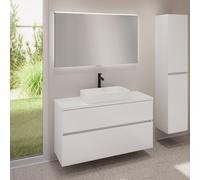 evineo ineo5 evo Meuble bas l: 120 cm, 2 tiroirs, vasque ineo7 l: 60 cm, blanc, avec miroir éclairé ineo,, BE0939WH+BE0959WH+BE0965WH+BEA012MI,