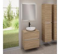 evineo ineo5 evo Meuble bas l: 60 cm, 2 tiroirs, vasque ineo3 Ø 37 cm blanche mate, avec miroir éclairé ineo,, BE0931WM+BE0956O BE0962O BEA009MI,