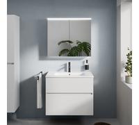 evineo ineo5 evo Meuble bas l: 80 cm, 2 tiroirs, vasque slim blanche, avec armoire de toilette ineo5 evo,, BE0835WH+BE0957WH+BEA091MI+BEA095DE,