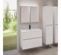 evineo ineo5 evo Meuble bas l: 80 cm, 2 tiroirs, vasque slim blanche mate, avec armoire de toilette ineo,, BE0835WM+BE0957WH+BEA002MI,