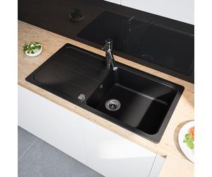 evineo line 100 Évier de cuisine avec surface de dépose latérale l: 100 P: 50 cm, FOD100LBL,