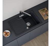 evineo line 100 Évier de cuisine avec surface de dépose latérale l: 78 P: 50 cm, réversible, FOD100SAN,