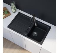 evineo line 100 Évier de cuisine avec surface de dépose latérale l: 86 P: 50 cm, réversible, FOD100AN,