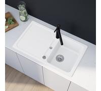 evineo line 100 Évier de cuisine avec surface de dépose latérale l: 86 P: 50 cm, réversible, FOD100WE,