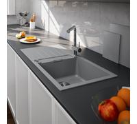 evineo line 550 Évier de cuisine avec surface de dépose latérale l: 100 P: 50 cm, PRD100LGR,
