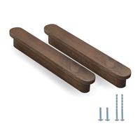 Evionlin Lot de 6 poignées de placard de cuisine en bois de noyer de 320 mm - Poignées pour meubles, tiroirs de commode, 6 pièces