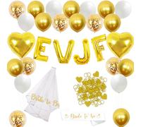 EVJF Décorations Or Blanc - Décorations de Fête avec Ballons EVJF, Voile de Mariée Sash pour Proposition de Douche Nuptiale Fiançailles Enterrement de Vie de Jeune Fille
