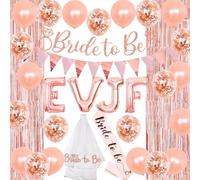 EVJF Décorations Or Rose - Fête Enterrement de Vie de Jeune Fille avec Écharpe, EVJF Ballons, Voile de Mariage, Confettis, Rideau pour Douche Nuptiale Proposition Mariage Soirée Mariée