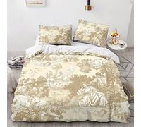 EVMILA Motif de la Toile de Jouy Housse De Couette pour Adultes Et Enfants Housses De Couettes 3D Imprimé E avec Fermeture À Glissière avec Taies Parure De Lit Microfibr 3 Pièces Double（200x200cm）