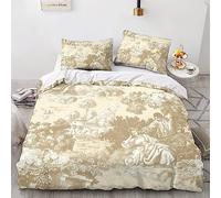 EVMILA Motif de la Toile de Jouy Housses De Couettes 3D Imprimé Housse De Couette pour Adultes Et Enfants Microfibr E avec Fermeture À Glissière Parure De Lit avec Taies 3 Pièces King（220x240cm）