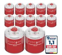 EVOCAMP 12X cartouche de gaz propane butane 450g, cartouche à vis avec filetage européen 7/16", bouteille de gaz 809ml, bonbonne de gaz utilisable pour les grills Weber séries Q100/1200