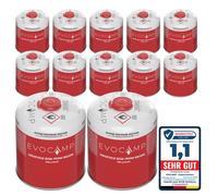 EVOCAMP 12X cartouche de gaz propane butane 450g cartouche à vis avec filetage européen 7/16"" EN 417 bouteille de gaz 809ml