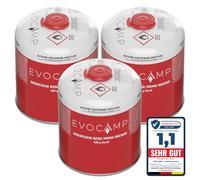 EVOCAMP 3X cartouche de gaz propane butane 450g, cartouche à vis avec filetage européen 7/16", bouteille de gaz 809ml, bonbonne de gaz utilisable pour les grills Weber séries Q100/1200