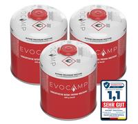 EVOCAMP 3X cartouche de gaz propane butane 450g cartouche à vis avec filetage européen 7/16"" EN 417 bouteille de gaz 809ml