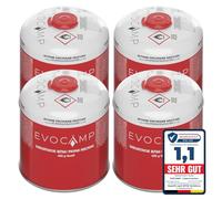 EVOCAMP 4X cartouche de gaz propane butane 450g, cartouche à vis avec filetage européen 7/16", bouteille de gaz 809ml, bonbonne de gaz utilisable pour les grills Weber séries Q100/1200