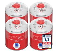 EVOCAMP 4X cartouche de gaz propane butane 450g, cartouche à vis avec filetage européen 7/16"" EN 417, bouteille de gaz 809ml