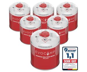 EVOCAMP 6X cartouche de gaz propane butane 450g, cartouche à vis avec filetage européen 7/16", bouteille de gaz 809ml, bonbonne de gaz utilisable pour les grills Weber séries Q100/1200