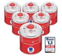EVOCAMP 6X cartouche de gaz propane butane 450g, cartouche à vis avec filetage européen 7/16"" EN 417, bouteille de gaz 809ml