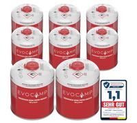 EVOCAMP 8X cartouche de gaz propane butane 450g, cartouche à vis avec filetage européen 7/16", bouteille de gaz 809ml, bonbonne de gaz utilisable pour les grills Weber séries Q100/1200