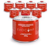 EVOCAMP Cartouches de gaz 230g à Valve vissante EN417, Filetage 7/16", mélange Butane-Propane pour réchaud Camping, Barbecue, Lampe à gaz, Lot de 3
