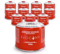 EVOCAMP Cartouches de gaz 230g à Valve vissante EN417, Filetage 7/16", mélange Butane-Propane pour réchaud Camping, Barbecue, Lampe à gaz, Lot de 12
