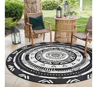 EVOCAMP Tapis d'extérieur rond Ø 240 cm - En plastique - Résistant aux intempéries et léger - Couverture de pique-nique pour l'extérieur - Tapis d'auvent en fibres plastiques - Pour terrasse et balcon