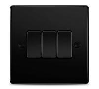 Evoges Interrupteur 3 voies 2 voies 10AX SP, noir brillant, résistant à la | Construction thermodurcissable durable avec vis de fixation et bouchons à vis pour une finition soignée - Idéal pour les