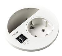 EVOline 159273000600 Circle80 Prise de courant avec passage de câble et double chargeur USB Blanc
