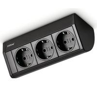 EVOline® Dock Aluminium NOIR avec 3 x VDE prises de courant / Unité de prises de courant / Prises de courant