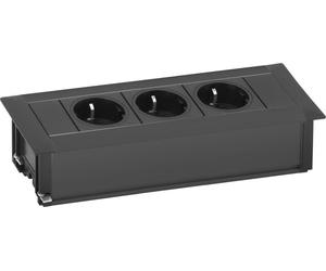 Evoline Frame-Dock bloc multiprise encastrable 3 prises Schuko noir
