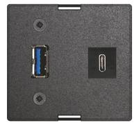 EVOline Module de rechange USB C & A + bloc d'alimentation compatible avec les prises encastrées, noir