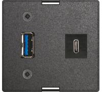 EVOline Module interchangeable USB C & A + bloc d'alimentation adapté aux prises encastrées, noir