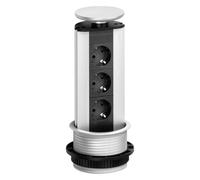 Evoline, Multiprise, 93100001 Tour de prises triple noir, argenté contact de protection 1p. (CEE 7/3, 3 m)