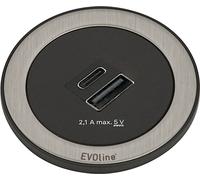 EVOline ONE Double port USB A et C en ACIER INOX brossé / Prise USB
