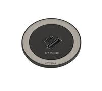 Evoline One Double USB A + C, Élément Prise de Courant, Anneau Acier Inox Brossé