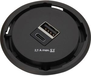 Evoline One USB-Charger 2x type C, prise encastrée ø 59 mm, KS noir
