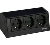 Evoline R-Dock élément de prise 3xSchuko noir - prise de table, 3 prises Schuko, noir, max. 3500W, 1 pièce