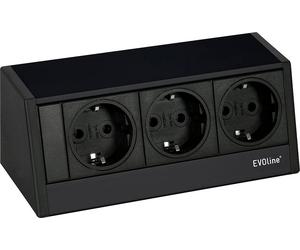 Evoline R-Dock élément de prise 3xSchuko noir - prise de table, 3 prises Schuko, noir, max. 3500W, 1 pièce
