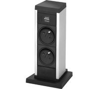 EVOline UP Steckdosenturm 00.024 UP20 silber 2x VDE + 2x USB französische Norm