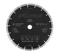 Evolution 255mm diamond blade for disc cutters, segmented edge for cutting masonry, such as brick, reinforced concrete and stone