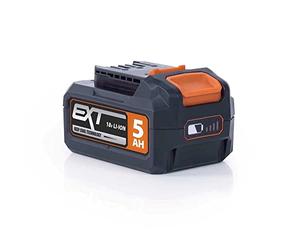 Evolution Power Tools, Bloc batterie lithium ion, Protection contre les surtensions et les sous-tensions, Témoin de charge de la batterie, Connecteur compatible Erbauer EXT, Grandes, 5 Ah, 18 V