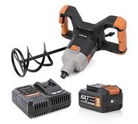 Evolution Power Tools R120MXR-LI Mélangeur à pales, portatif, pale incluse (idéal pour le plâtre, la peinture, le mortier et le ciment) - Batterie incluse