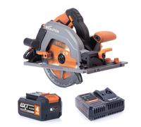 Evolution Power Tools R185CCSX-Li Scie circulaire sans fil compatible avec les rails 18v comprend une lame multi-matériaux, coupe le bois, le métal, le plastique, batterie et chargeur inclus, 185mm