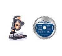 Evolution Power Tools - Scie à Onglet Mixte Multi-Matériaux R210CMS, 210 mm (230 V) & M210TCT-50CS Lame à Acier Doux TCT 210mm 50 Dents Alésage 25,4mm pour Scie Circulaire