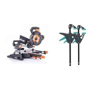 Evolution Power Tools - Scie à Onglets Coulissante Multi-Matériaux R210SMS-300+ avec le Pack Plus & wolfcraft 3455100 - Mini Serre-joints à une Main EHZ - Saillie 40, Ouverture 110 mm