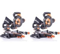 Evolution Power Tools - Scie à Onglets Coulissante Multi-Matériaux R210SMS+ avec le Pack Plus, 210 mm (230 V) (Lot de 2)