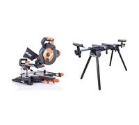 Evolution Power Tools - Scie à Onglets Coulissante Multi-Matériaux R255SMS + avec le Pack Plus, 255 mm (230 V) & Evolution Power Tools - Support pour Scie à Onglet avec Extensions