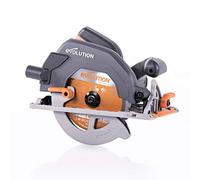 Evolution Power Tools Scie Circulaire - Coupe Multi-Matériaux - Le Bois, Le Plastique, Le Métal - Biseau 0° - 60 - Profondeur de coupe de 64 mm - Guide Parallèles - Lame Incluse 185mm - R185CCS